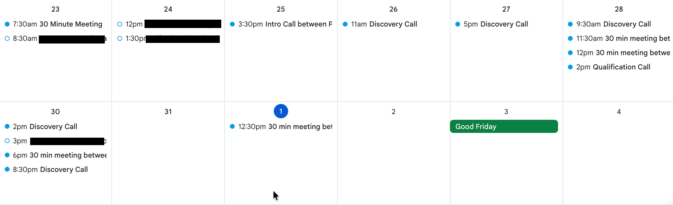 Booked calendar